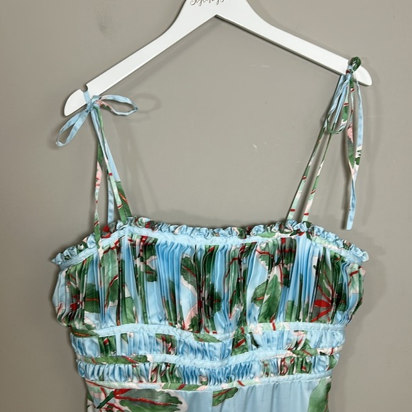 Anthropologie Hutch Ruched Jumpsuit Light Blue Tropical Sz 10 NEW - Picture 7 of 16